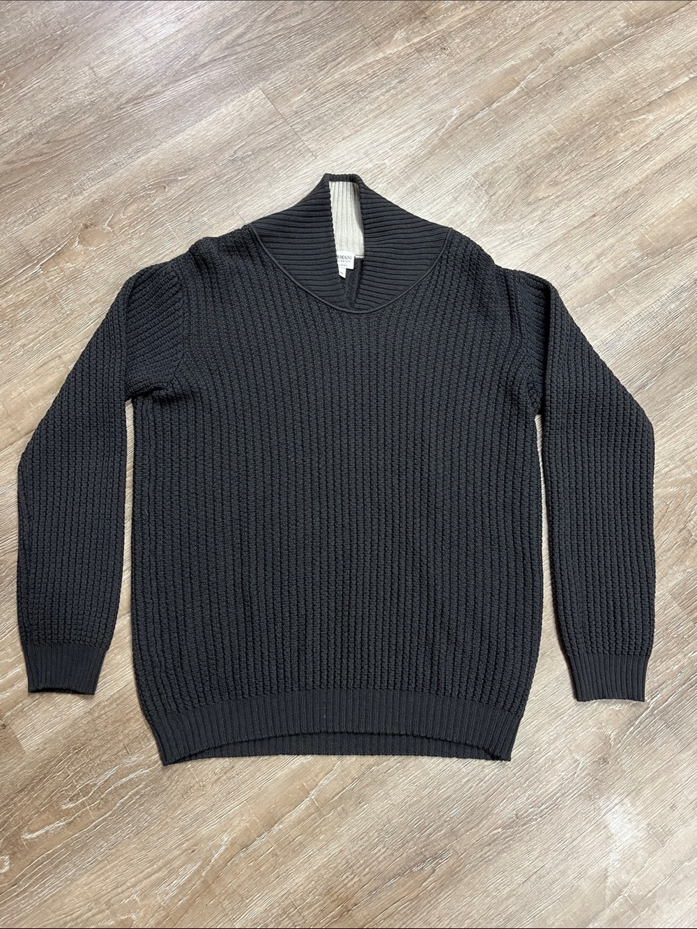 Men’s Dark Armani Collezioni Merino Wool Sweater.